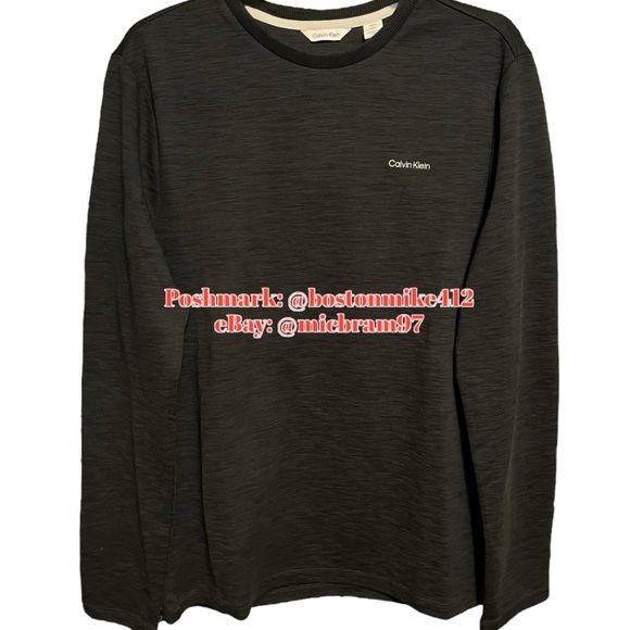 Calvin Klein Black Long Sleeves Crew pullover SM Mens CK lightweight knit w logo - Picture 3 of 14